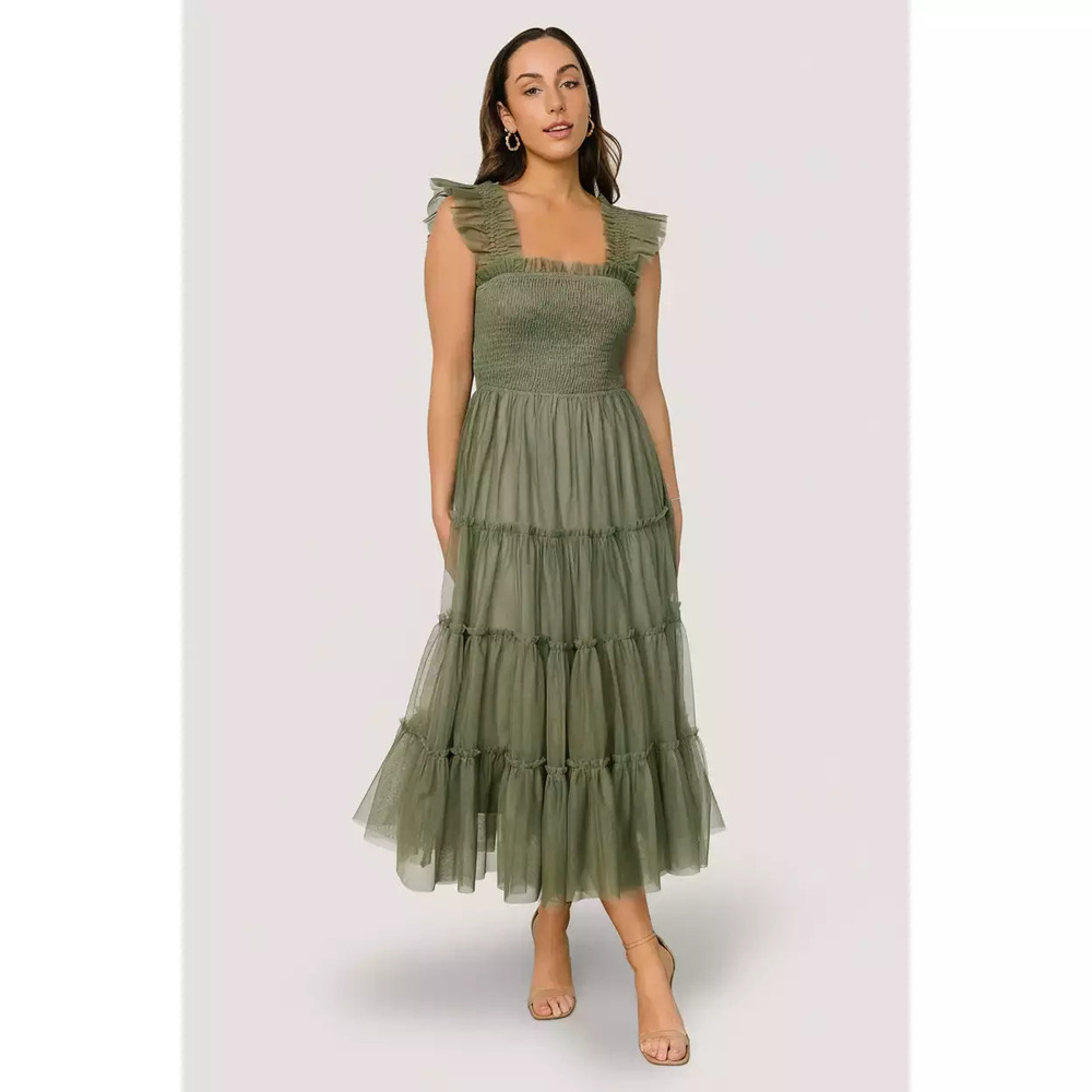 Baltic Born Emma Smocked Tulle Dress | Sage Size SS